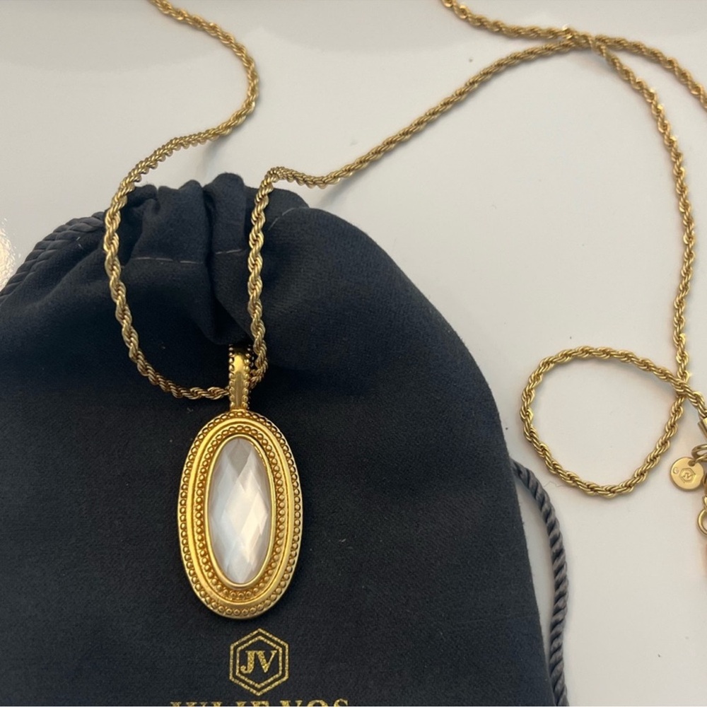 Julie Vos Gold-Tone Marbella Necklace Iridescent clear Oval Pendant